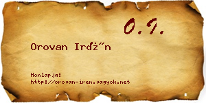 Orovan Irén névjegykártya